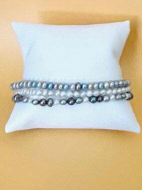 Multi color rice pearl bracelet silver plated clasp